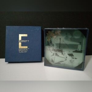 Everett Designs Sea Traveler 3D Clear Art Glass Coaster Set